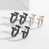 letter t small hoop earrings circle design buckle earrings for women men unisex