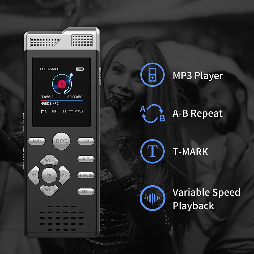 Голосовая активация двойной микрофон запись защита паролем Line in T-MARK