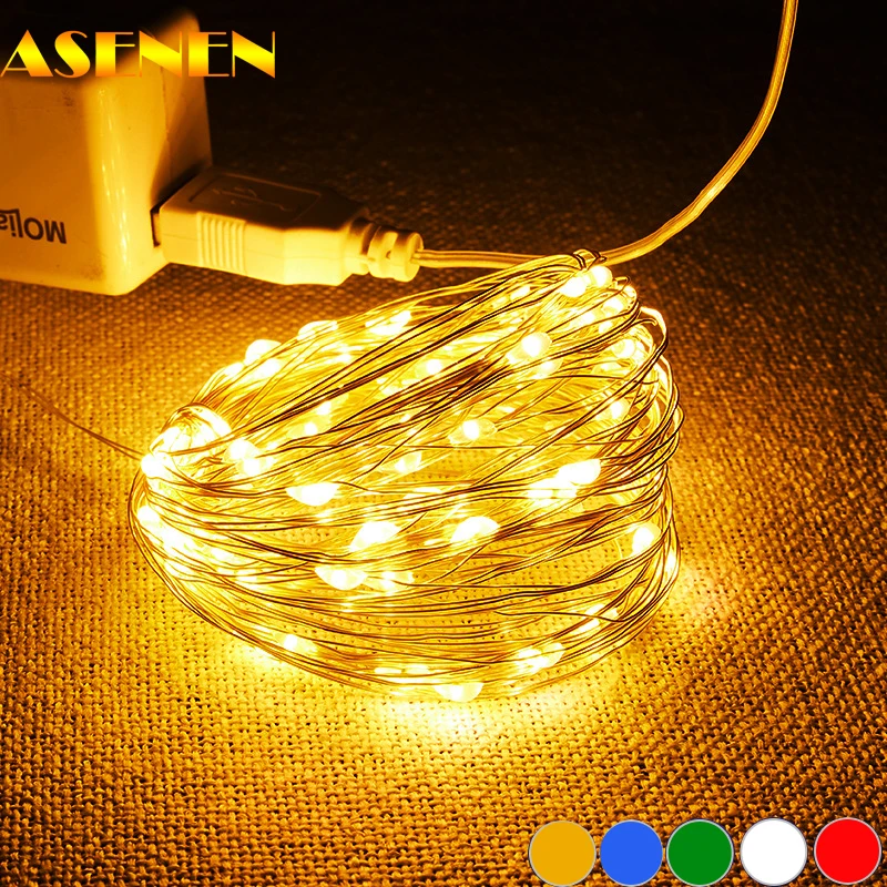 

2/5/10m 5V Usb Copper Wire Led String Lights Christmas Fairy Garland Starry Lights for Home Wedding Holiday Tree Decorations