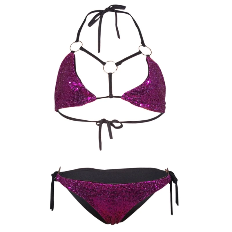 

Women Sequins Push Up for TRIANGLE Bra Bandage Panties Set Swimsuit Swimw