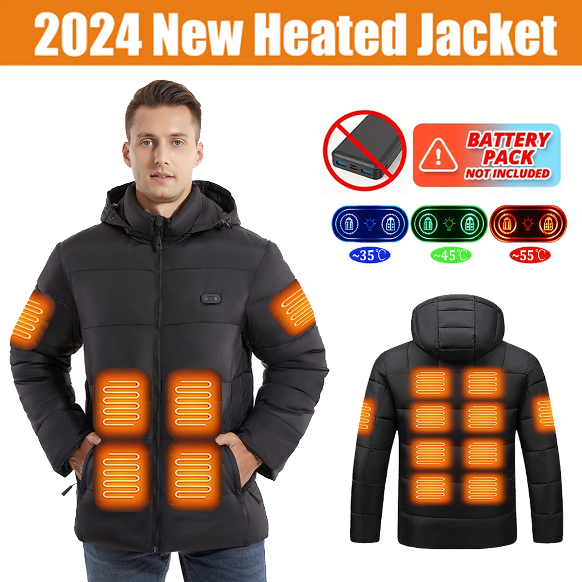 Зимняя теплая куртка с подогревом