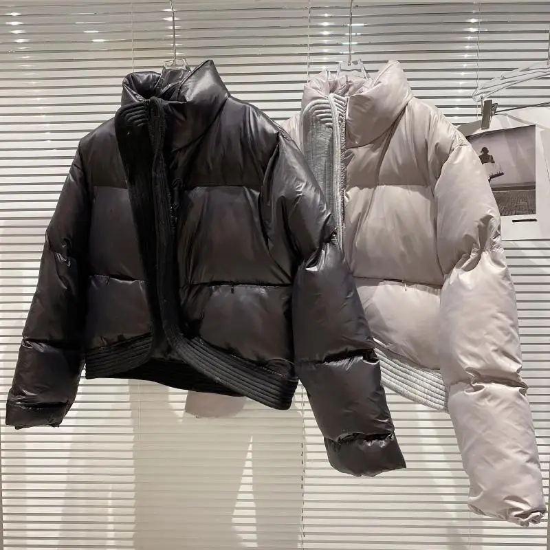 

Женский пуховик с трехмерным воротником, Свободный теплый пуховик черного и серого цвета на 2023 белом утином пуху, зима 90%