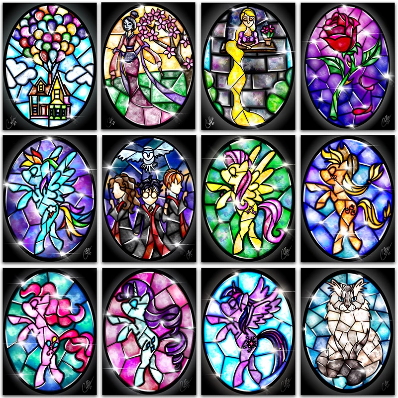 

5D DIY Diamond Painting Glass Disney unicorn Princess Full Square&Round Diamond mosaic embroidery Cross stitch home decor Art