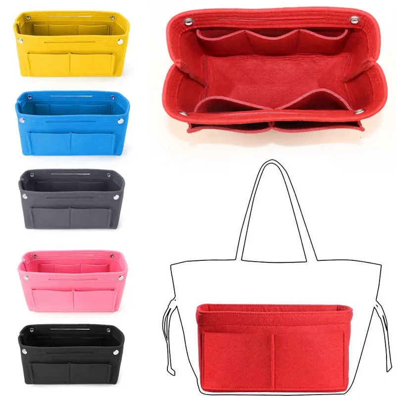 

Tote Inner Multi-pocket Storage Bag Felt Makeup Organizer Purse Cosmetic Insert Travel Storage Bags Bag Portable Handbag Make Up