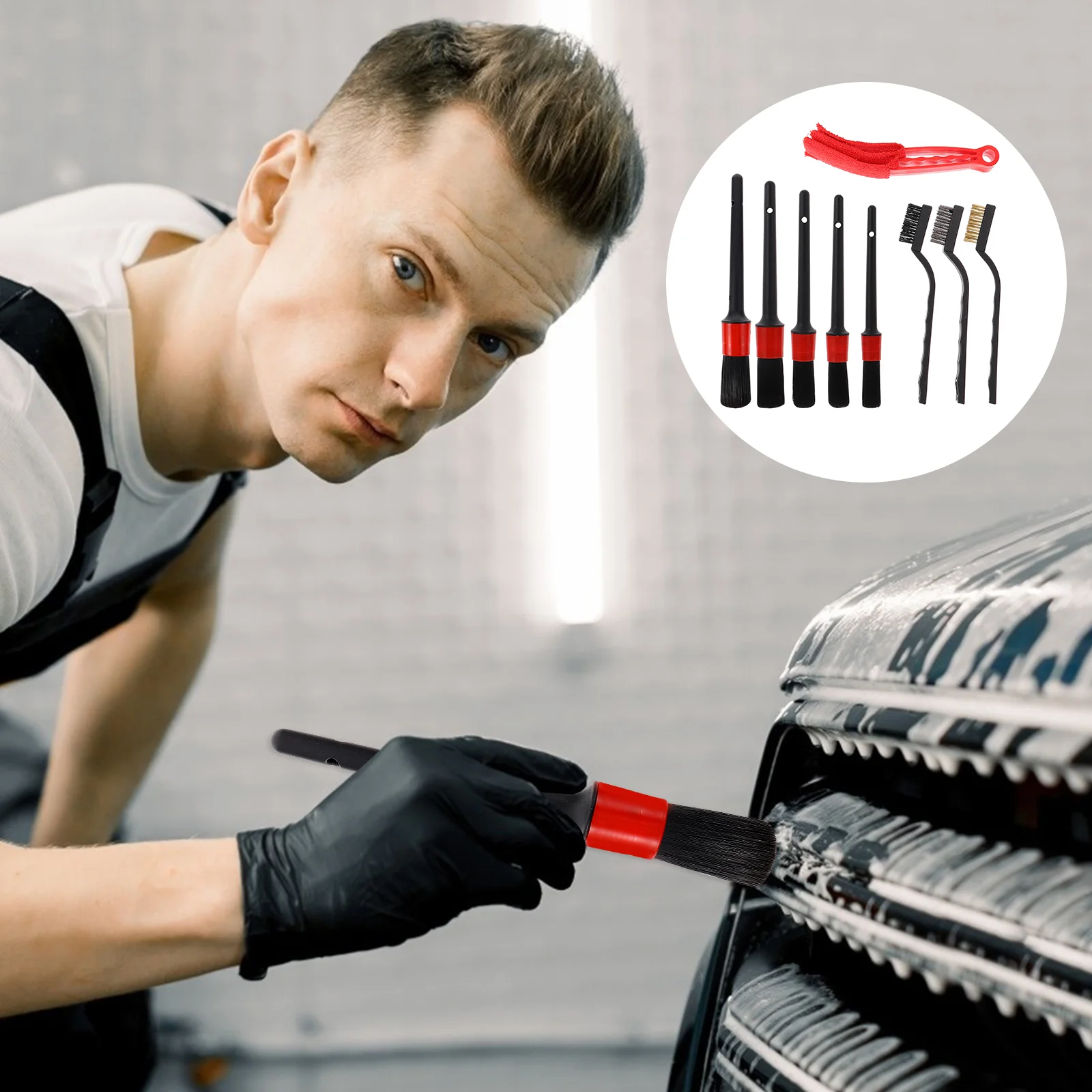 

9pcs Lightweight Portable Practical Wire Brushes Car Detail Brushes for Vehicles