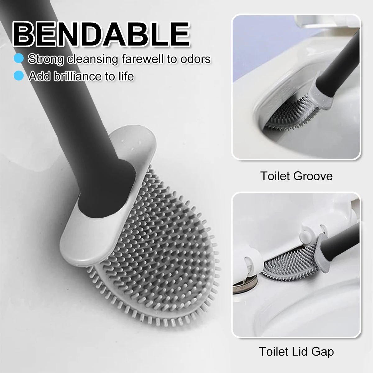 

Мягкая силиконовая щетка для унитаза, настенная палочка для унитаза с самоклеящейся лентой, щетка для унитаза и держатель, глубокое очищени...