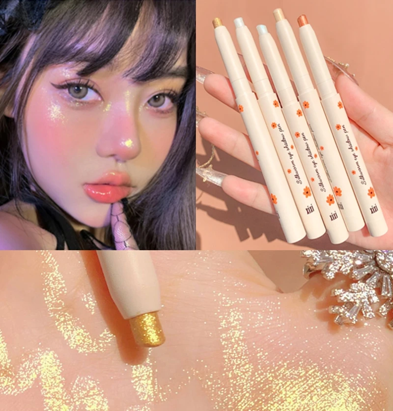 Brightening Highlighter Blue Gold Silver Eyeshadow Pen Lasting Shiny Eye Makeup Cosmetic
