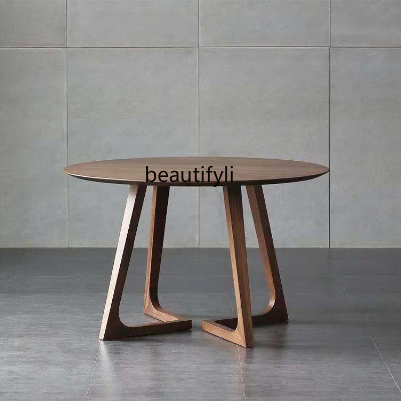 

LBX Набор круглых обеденных столов и стульев из твердой древесины в скандинавском стиле небольшой домашний говорящий стол для квартиры Маленький журнальный столик