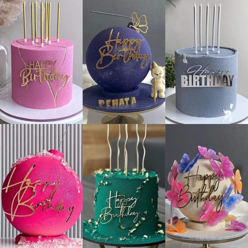 

22 Styles Happy Birthday Side Cake Toppers Original Gold Birthday Cake Topper for Baby Birthday Party Cake Decorations 2023