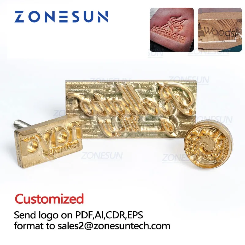 ZONESUN Logo Carving Tools Embossing Hot Branding brass Mold  leather stamps Heating on Pet Belt wood wedding custom iron