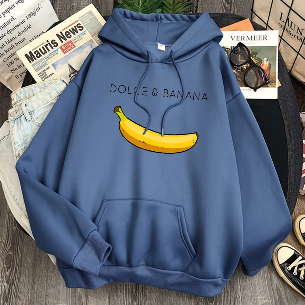 Banana Pattern Print Man Sweatshirt Pocket Casual Loose Hoody Streetwear Woman Fashion Comfortable Hoody Anime Hip Hop Hoodies