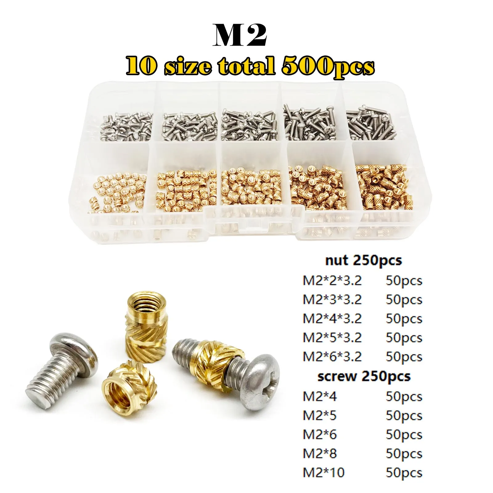 

Набор медных гаек Michastu M1.4-M6 для 3D печати