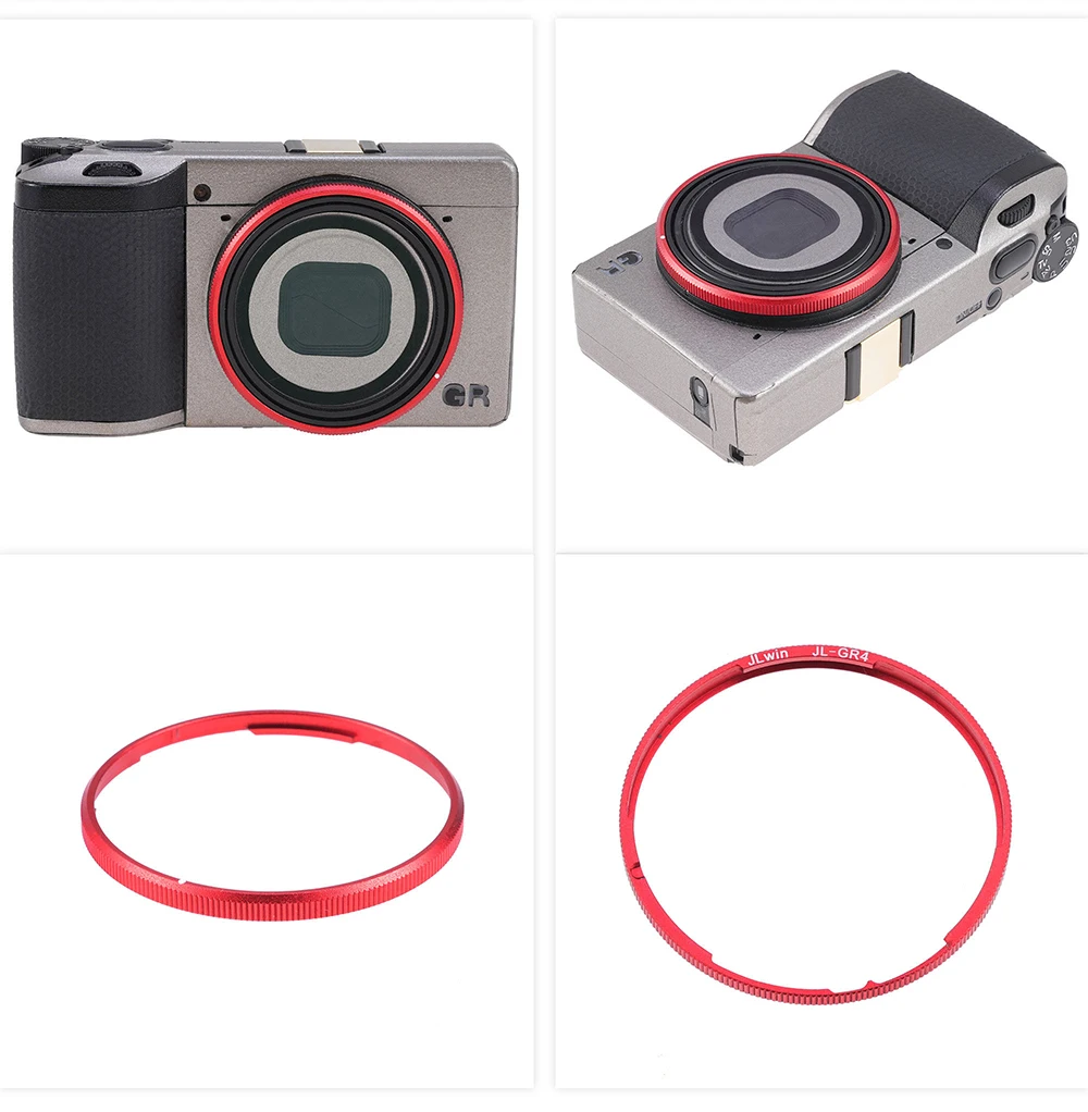 Фото Кольцо для объектива FOTGA из алюминия для камеры Ricoh GRIV GR4, заменяет декоративное кольцо объектива, доступно в черном, красном, сером и зеленом цветах. №1