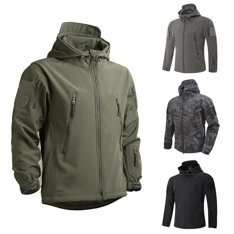 

Военная зимняя теплая флисовая тактическая куртка для мужчин, утепленная уличная спортивная куртка с капюшоном, армейские куртки для пеших...