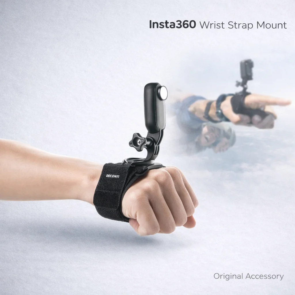 Фото Крепление-ремешок Insta360 для экшн-камеры на руку/запястье, комплект для съемки без помощи рук с кронштейном, винтом-барашком и адаптером 1/4 дюйма №1