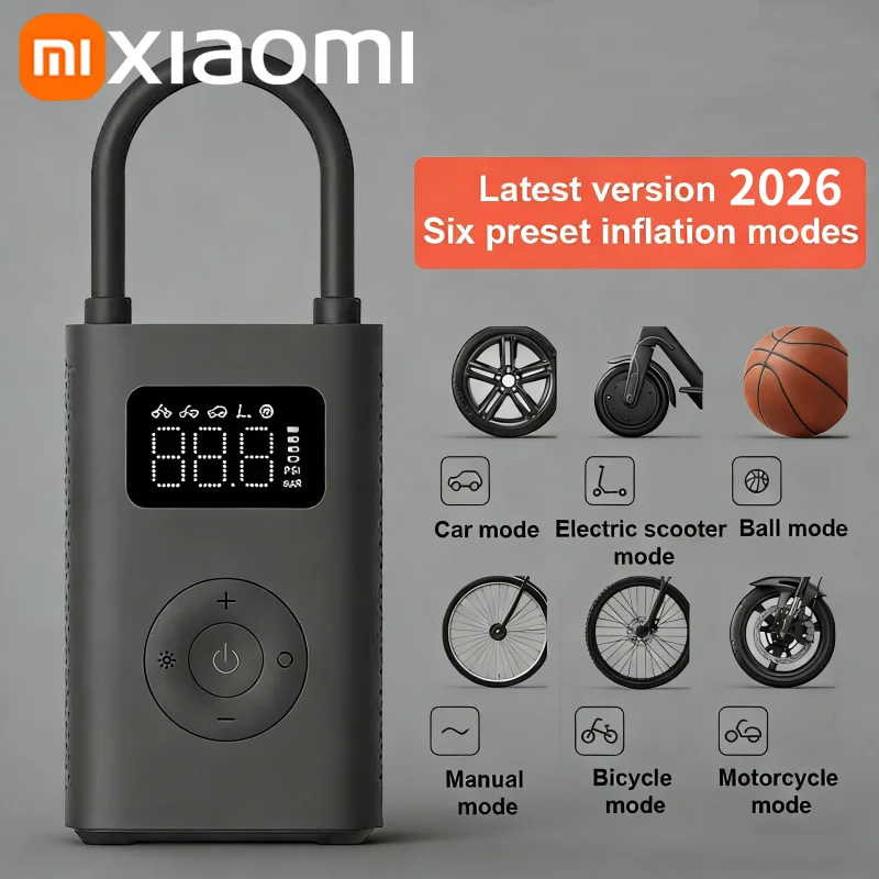 

Портативный электрический воздушный компрессор Xiaomi Mijia 2/2D, умный цифровой насос для подкачки шин с функцией измерения давления, многофункциональный электрический воздушный насос 2