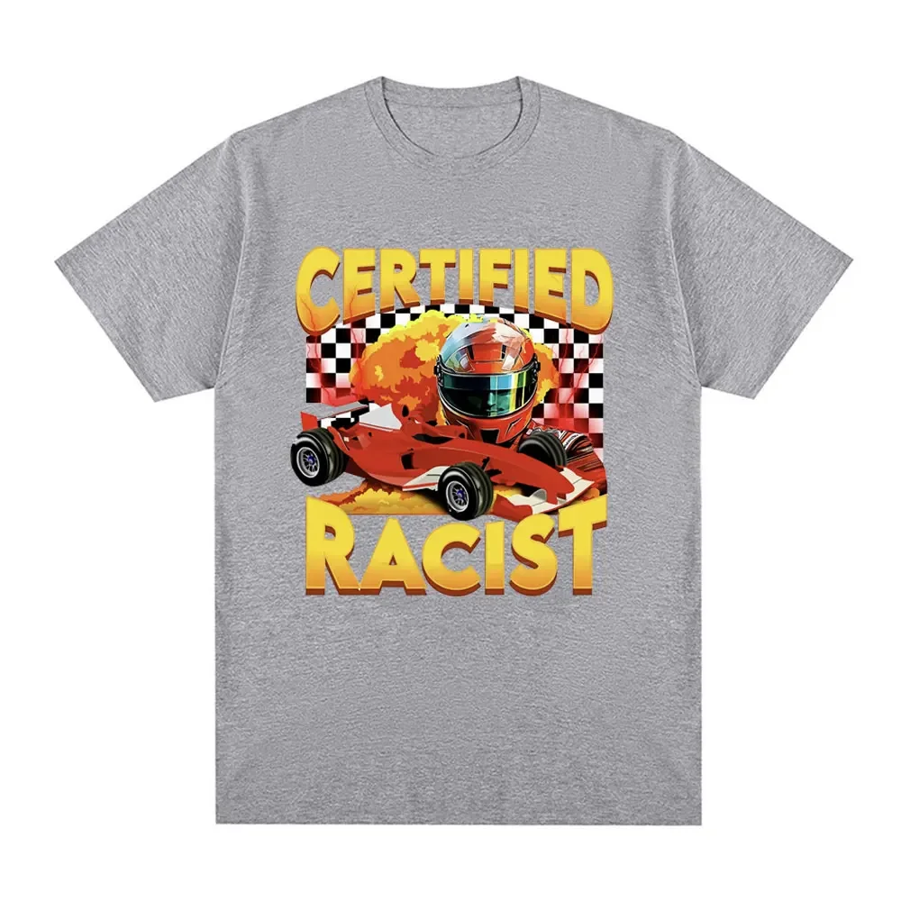 Camiseta divertida con certificado Racing Meme para hombre y mujer camisetas de manga corta Harajuku Vintage a la moda camiset