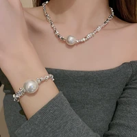pearl geometric irregularstitching necklace europe and america exaggerated small clavicle chain personality trend necklace women