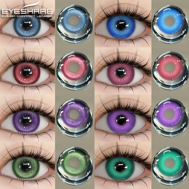 Фото 1 пара цветных контактных линз EYESHARE для косплея на Хэллоуин, контактные линзы розового цвета для глаз, аниме Красные линзы, фиолетовые линзы, красивые линзы для макияжа глаз №1