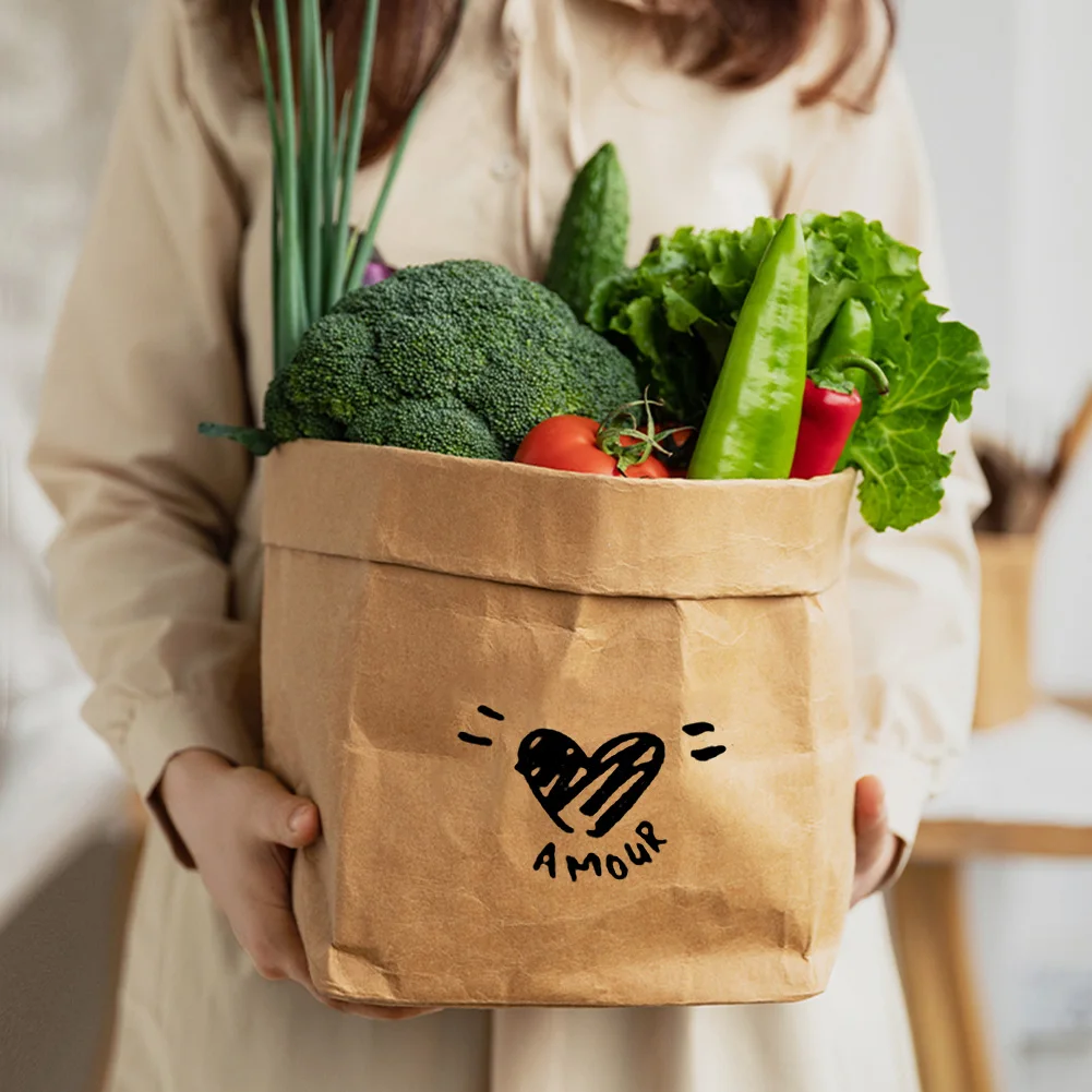 

Kraftpaper Candy Cookie Pack Washable Bread Snacks Baking Bag Waterproof Fridge Vegetables Storage Packs Foldable Home Supplies