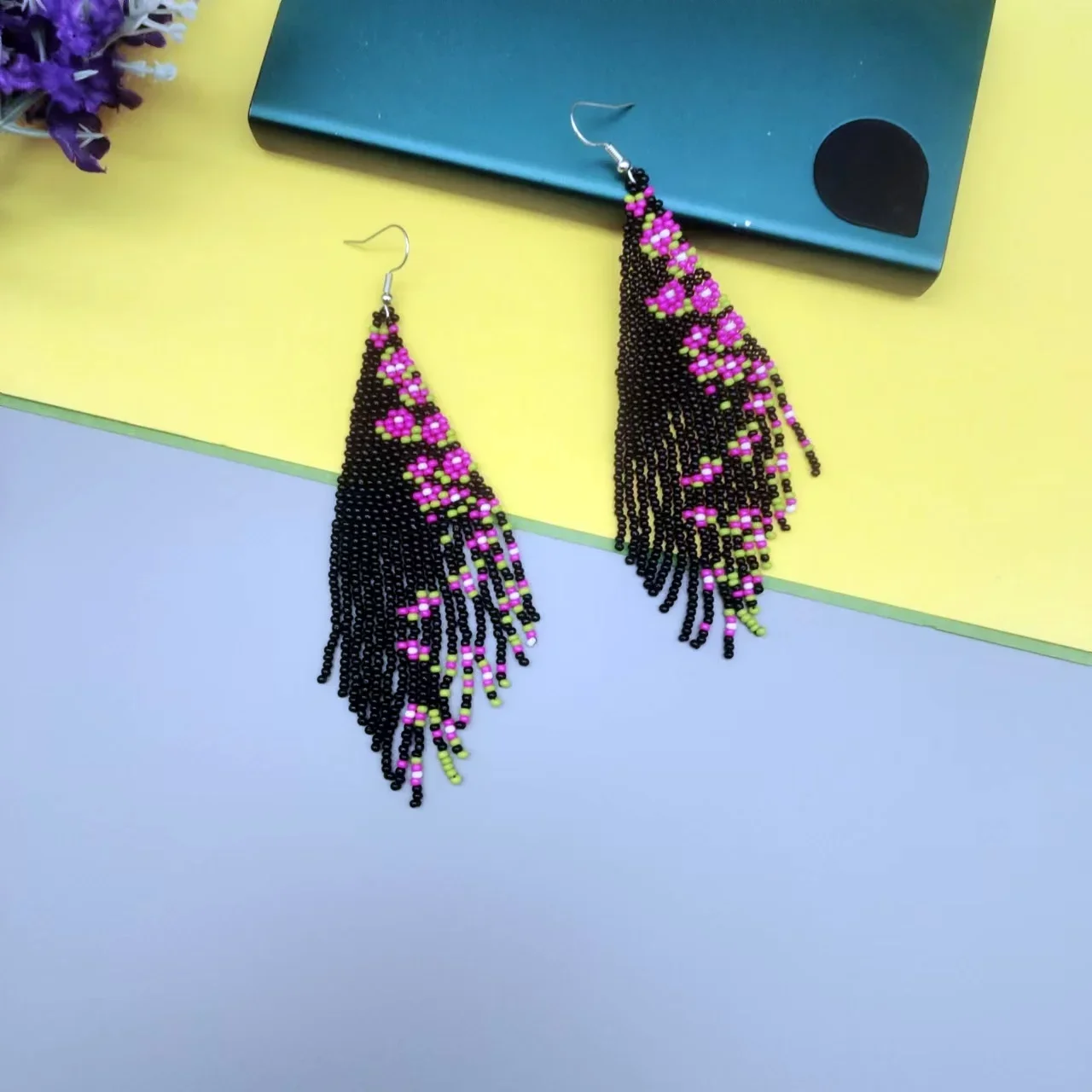 Фото Серьги из рисовых бусин, ручное вязание, бисер, простые пейзажи, красочные солнечные модные богемные женские серьги с кисточками и цветами №5