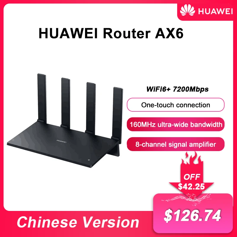 Original Huawei WiFi AX6 WiFi Router Dual band mesh Wi-Fi 6+ 7200Mbps 4k QAM 8 channel signal Wireless Router Repeater