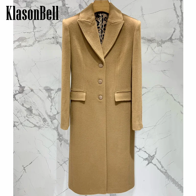 10.17 KlasonBell женское трехмерное шерстяное пальто с лацканами на талии и разрезом