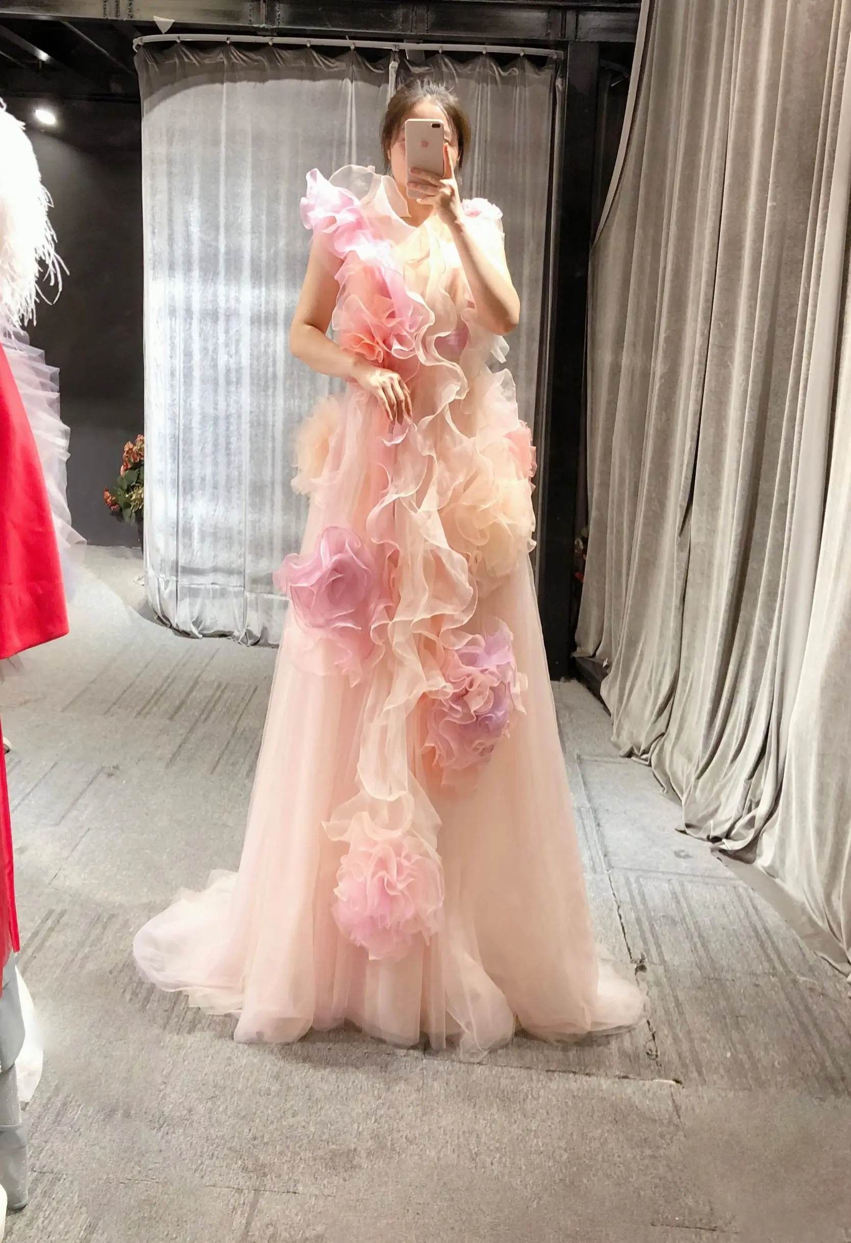 

Real Picture Marchesa Pink Flowers Handmade High Quality Beautiful Floor Length Pretty Evening Dress New 2023
