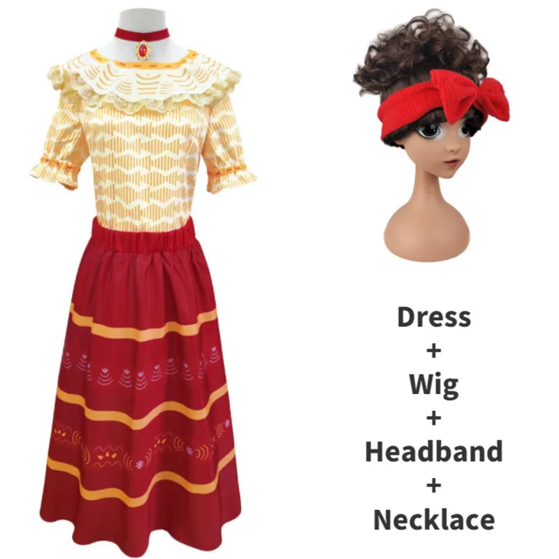 

Encantoed Costume Dolores Madrigal Cosplay Dolores Dress Cosplay With Headband Princess Dress Encantos Charm Girl Kid Party Gift