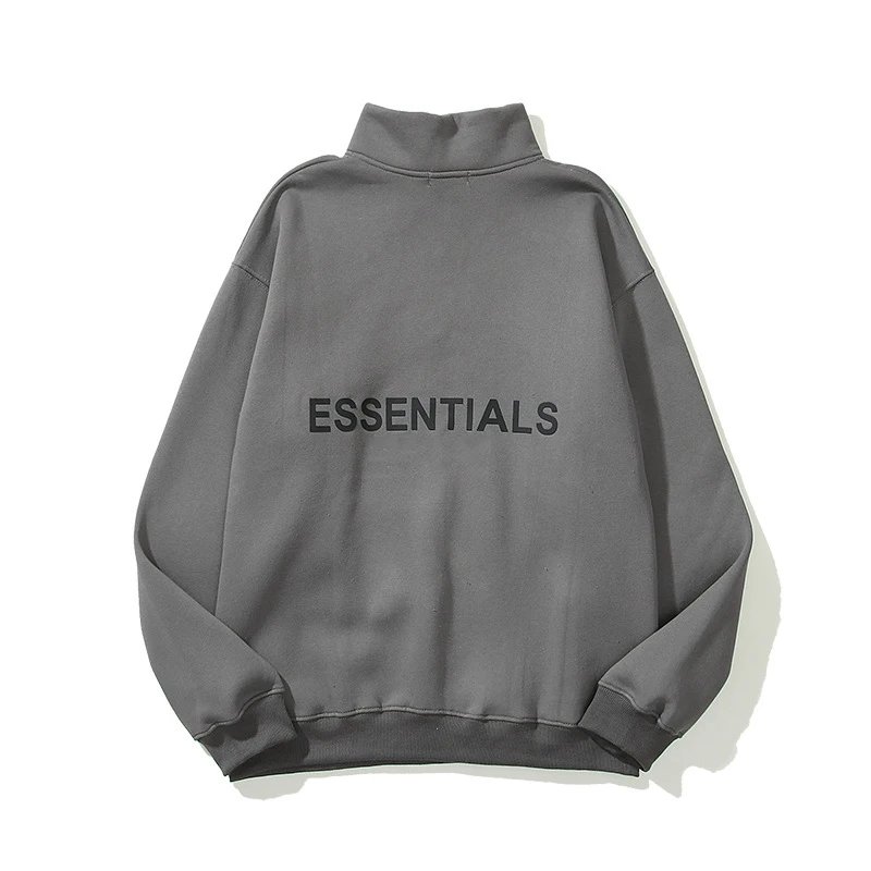 

Уличная мода Повседневный Свободный Мужской пуловер первой необходимости плюшевый воротник-стойка полумолния маленький свитер парная простая хлопковая куртка унисекс