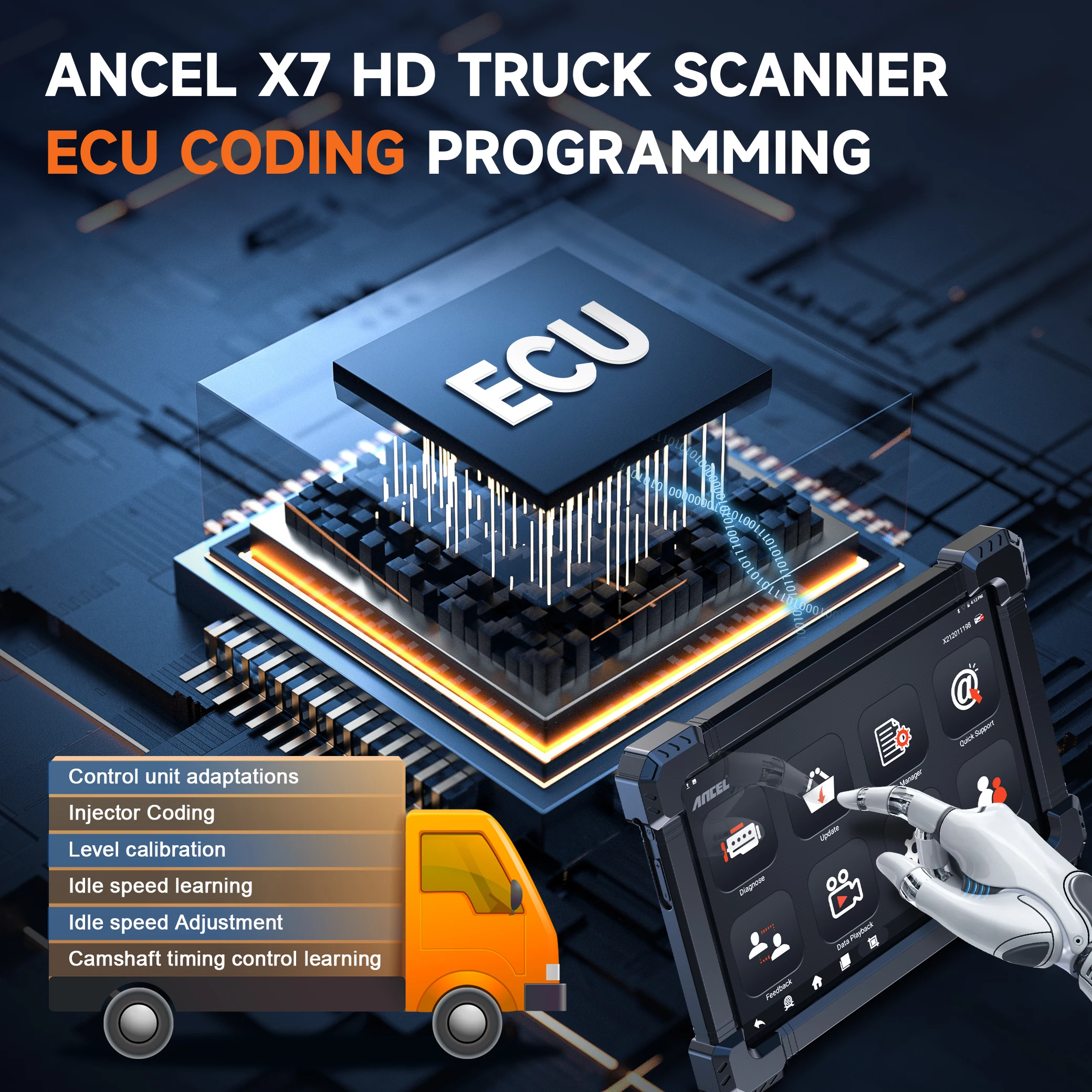 Диагностический инструмент ANCEL X7 HD OBD2 12 В 24