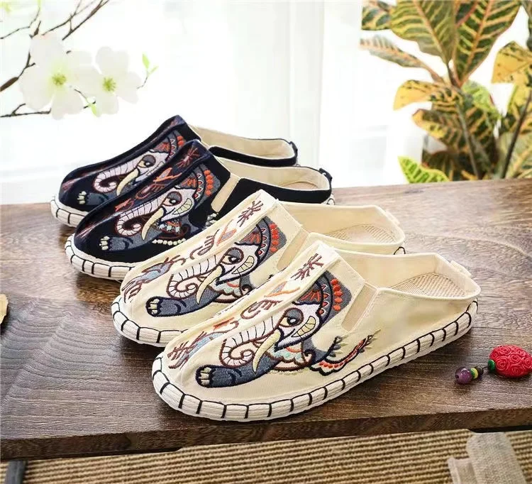 

Парусиновые туфли без шнуровки в китайском стиле, мужская обувь, модные новые туфли с вышивкой для скейтборда, универсальные туфли для пар