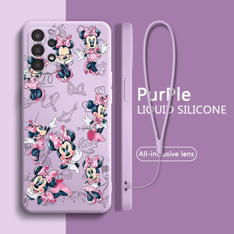 

Cute Mickey Mouse For Samsung A73 A72 A54 A53 A52S A42 A34 A33 A32 A23 A22 A14 A13 A12 Lite Liquid Rope Phone Case