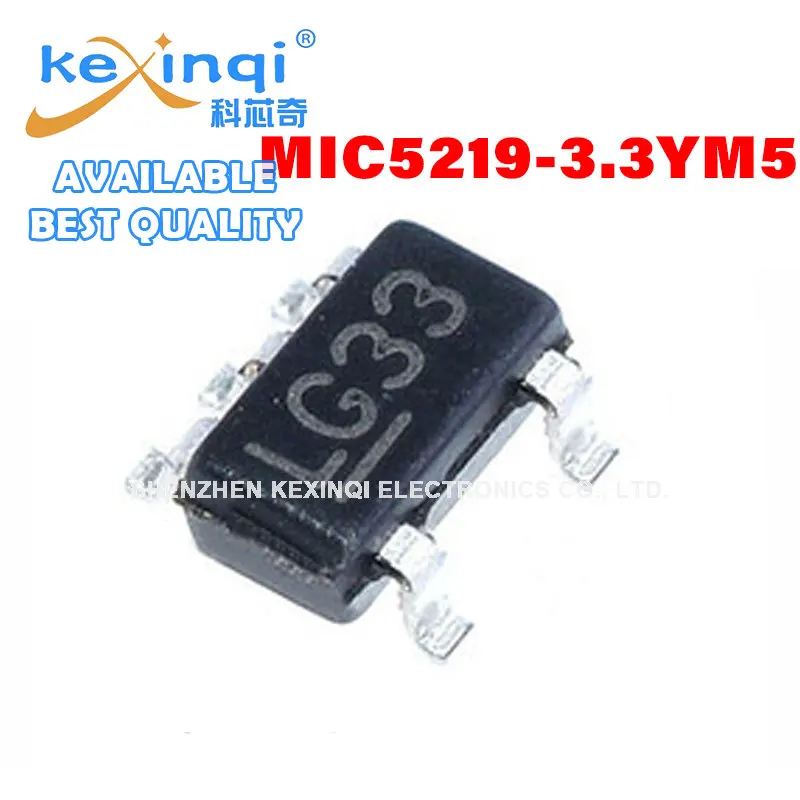 

10pcs/lot New LOD voltage regulator MIC5219-3.3YM5 MIC5219-3.3BM5 silkscreen LG33 SOT23-5 voltage regulator chip