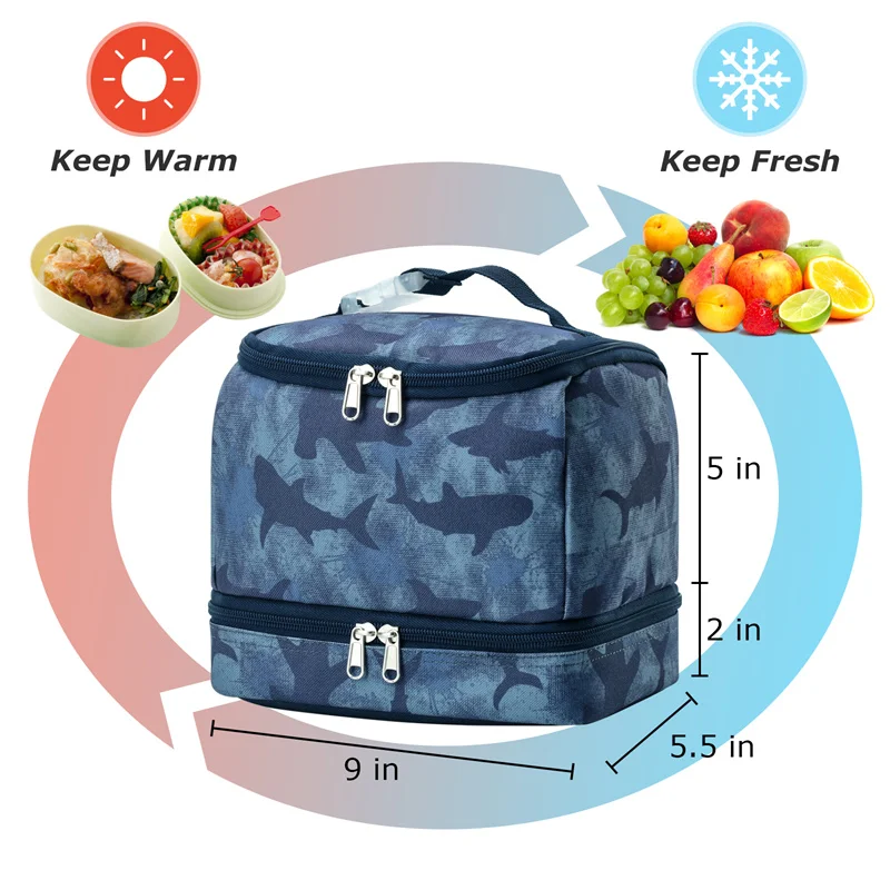 iFARADAY Shark Lunch Box Kids Lunch Bag for Boys girl lunch bag Cooler Thermal Insulated Lunch Box Picnic Travel School Tote Bag