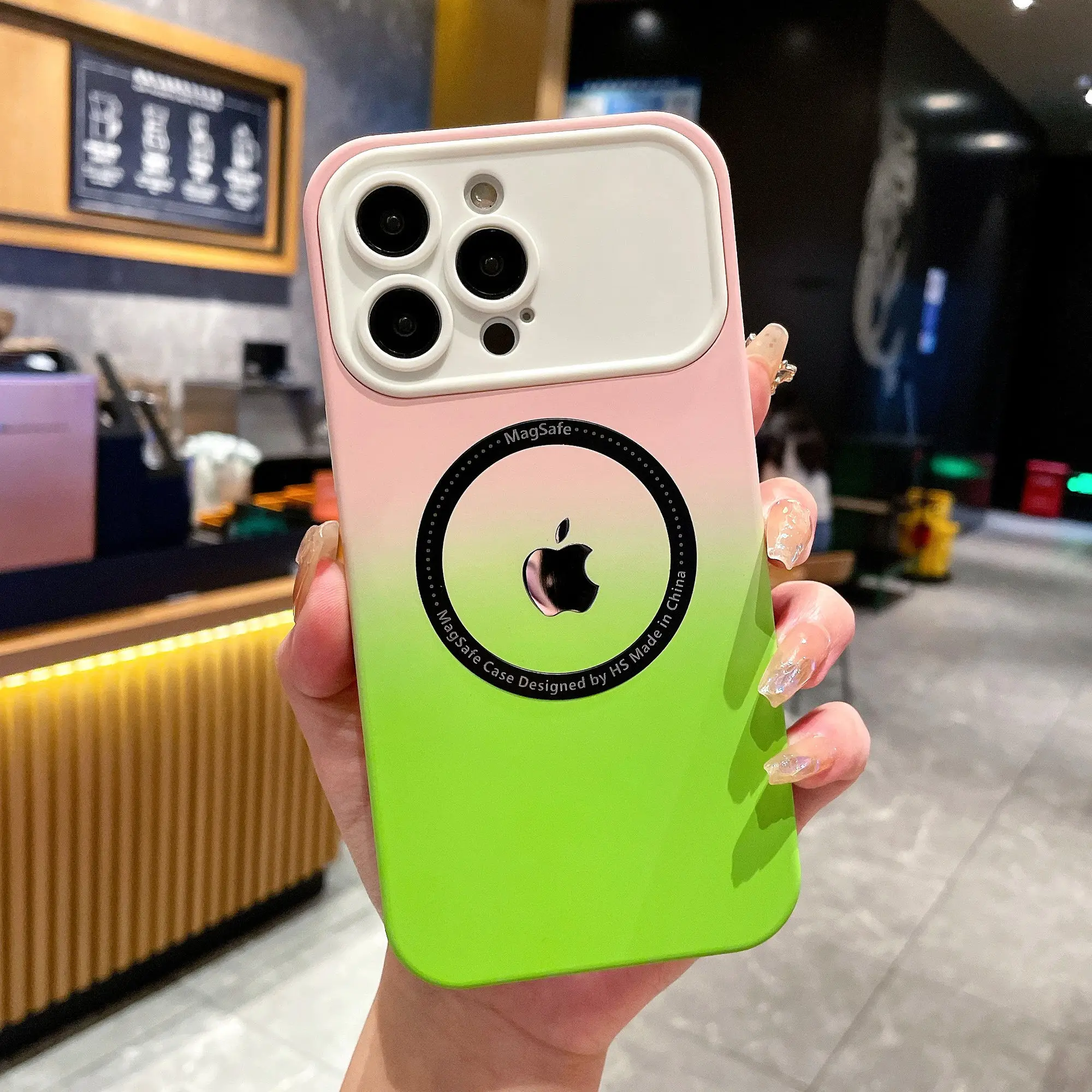 

Luxury Magsafe Wireless Charge Gradient Big Window Phone Case For iPhone 11 12 13 14 Pro Max Plus Soft Magnetic Silicone Cover