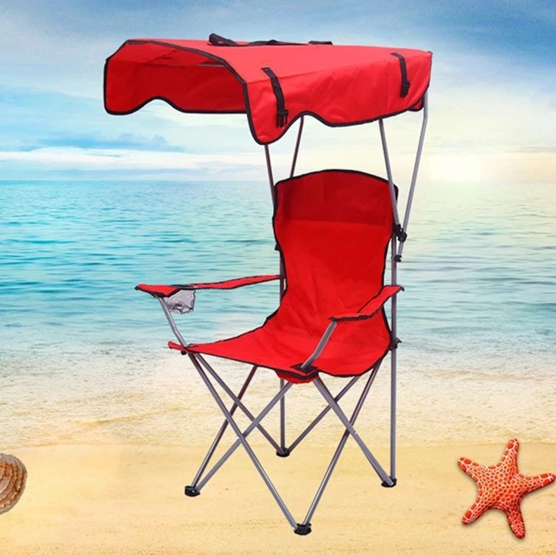 Camping Awning  Beach Chair Portable Outdoor Fishing Carry Umbrella Lounge Chair With Canopy
