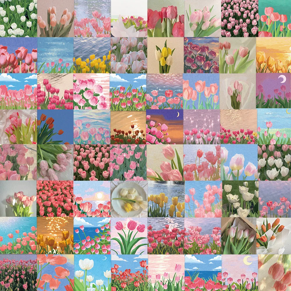 

10/30/69PCS Painting Tulip Art Graffiti Stickers Aesthetic Toy DIY Decoration Suitcase Notebook Phone Stationery Sticker Gift