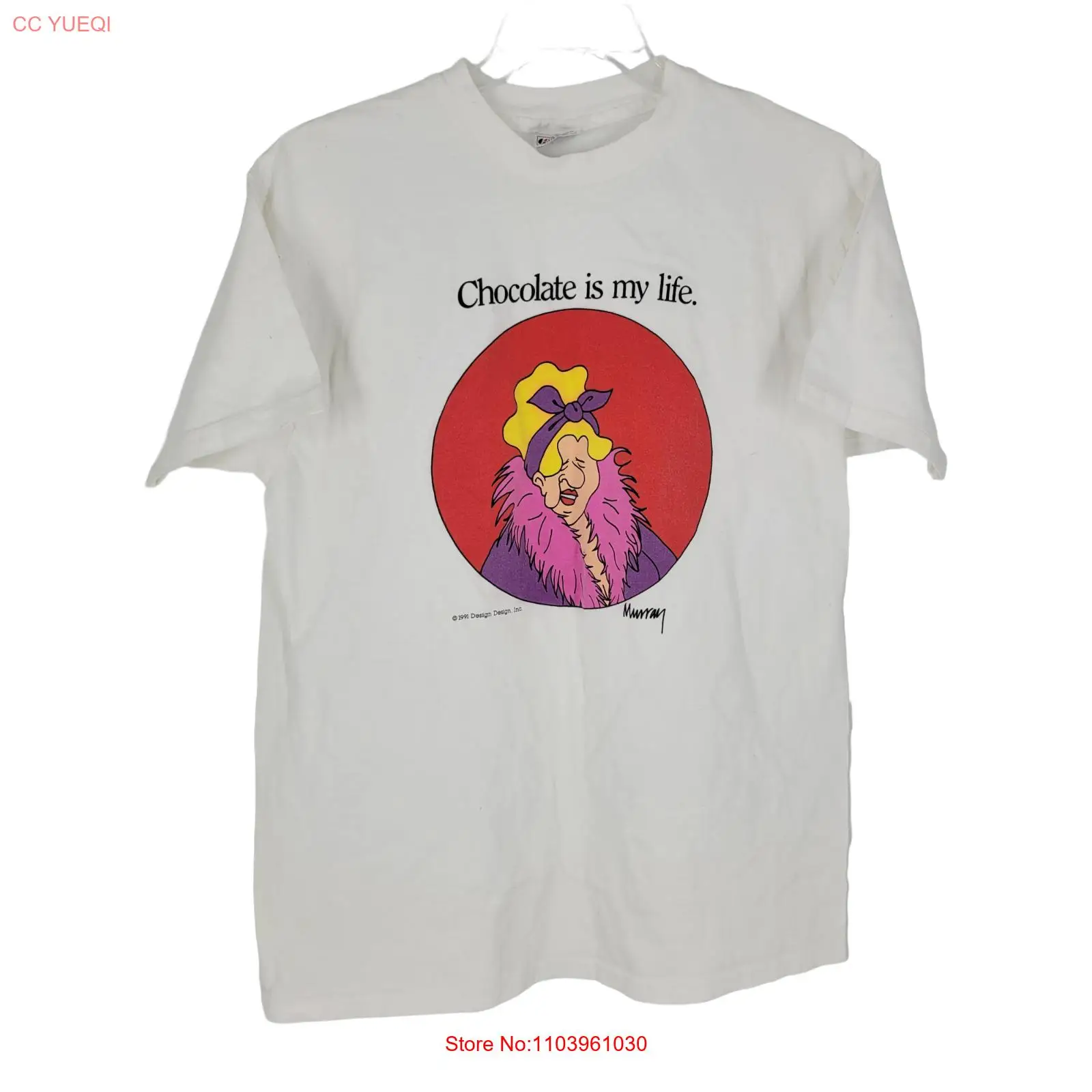 Винтажный дизайн 1991 Inc. Мюррей XL футболка Chocolate is my life