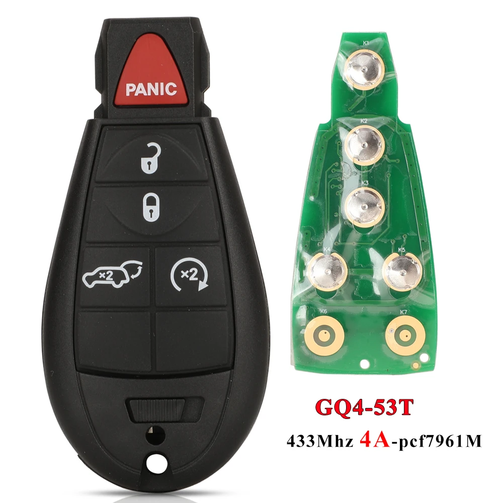 

Jingyuqin GQ4-53T 433 МГц 4A чип Fobik дистанционный автомобильный брелок для Dodge RAM Jeep Cherokee Sport KL Chrysler Town & Country 2014+
