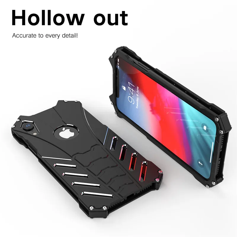 R-just Phone Case For Iphone 12 11 Pro Xs Max Xr X 8 7 Plus Metal Aluminum Shockproof Drop-proof Cover Armor Anti-knock Shell
