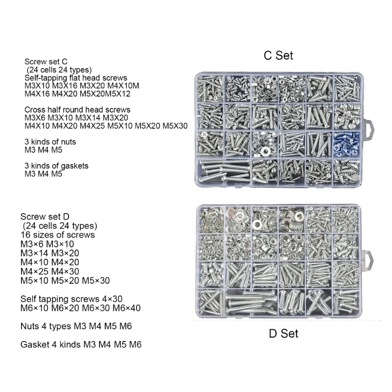 

Hexagon Wasser Drill Tail Self-tapping Screw Combination Set Box M6
