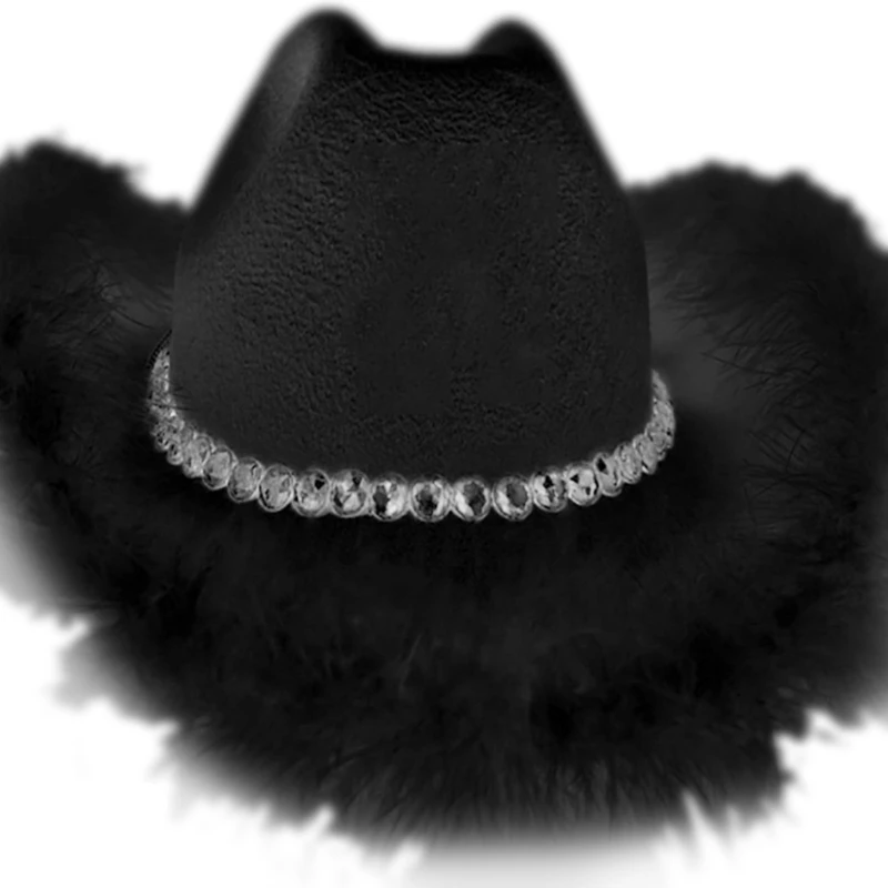 

Cowgirl Hat Feather Cowboy Hat Bachelorette Party Hat Bridal Party Bridal Shower