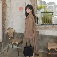 khaki trench coat womens mid length spring and autumn 2022 new korean version loose small casual temperament coat for commuting