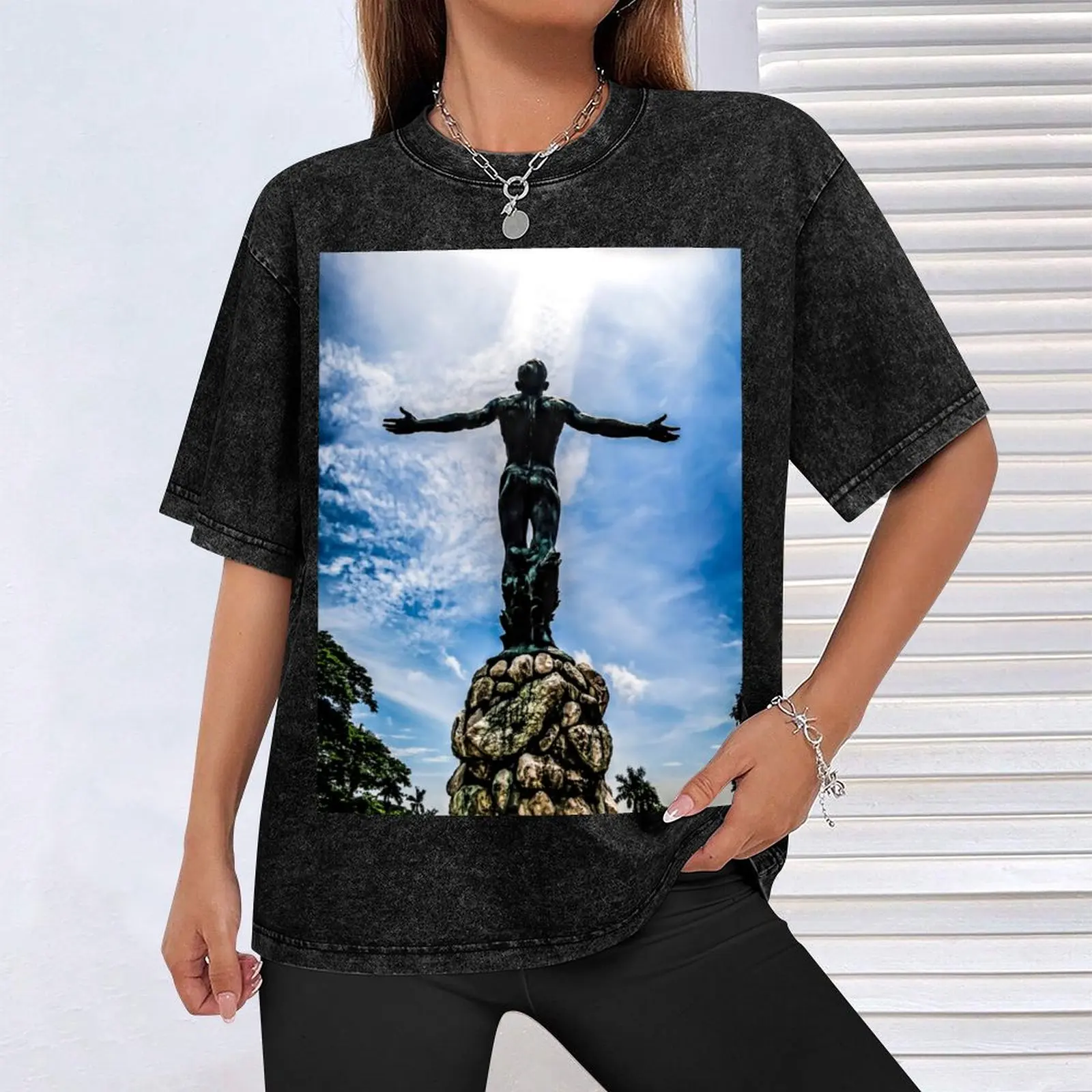 Футболка Университет Филиппин Oblation черные мешковатые рубашки в стиле аниме