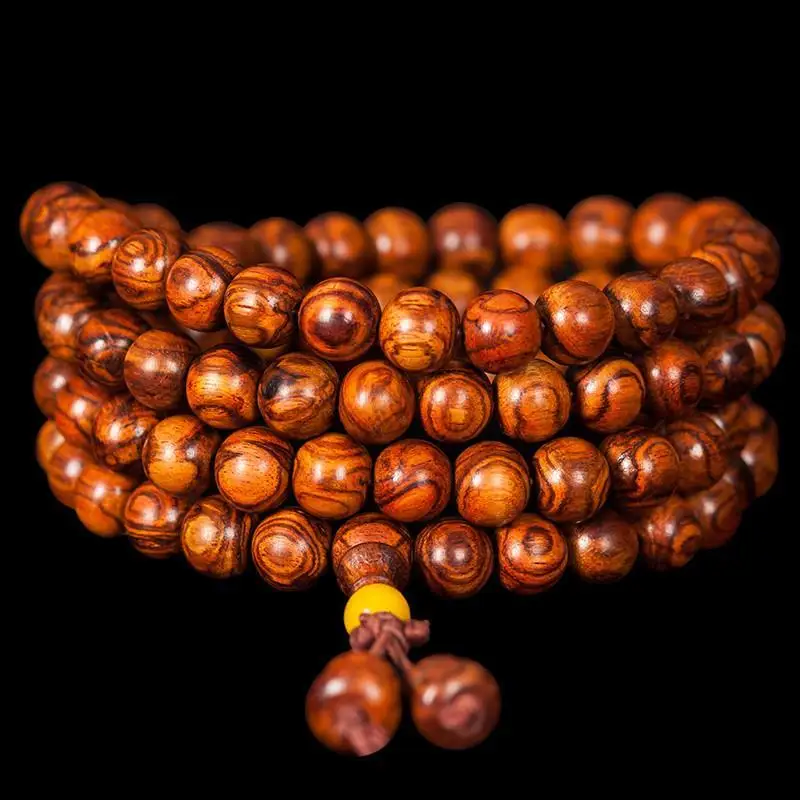 

SNQP 20mm Hainan Huanghua Pear Hand Chain 108 Old Material Buddha Beads Men's Ghost Face Texture Handchain Women