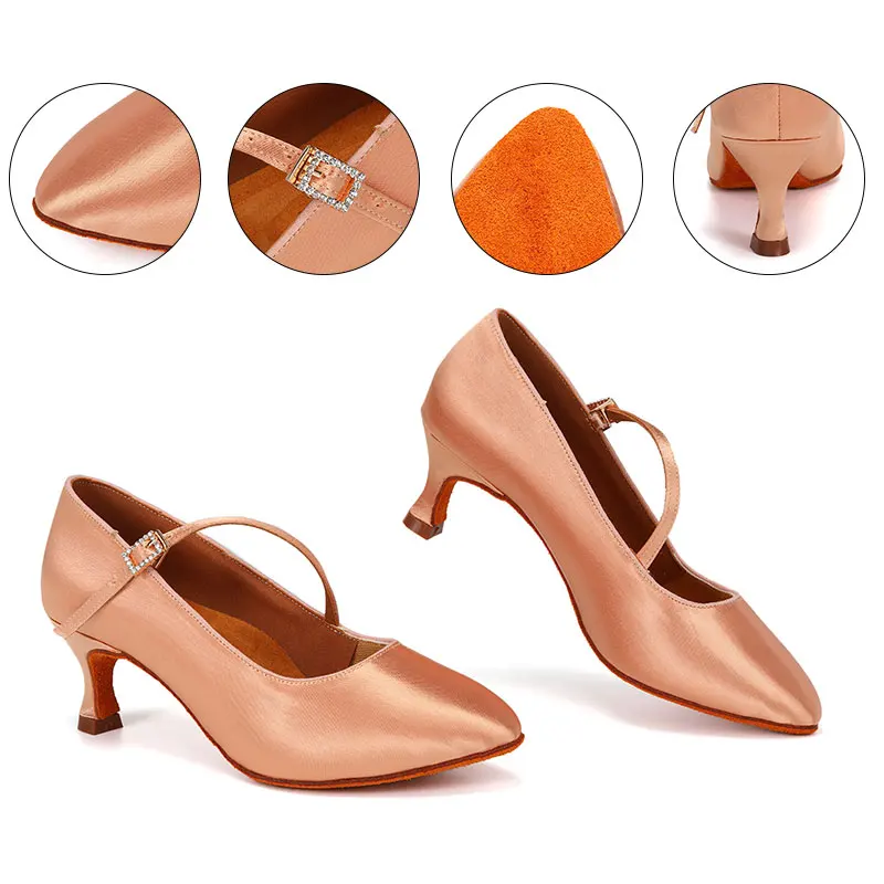 Women Tango Dance Shoes Girls Modern Latin Dance-Shoes Soft Sole Ladies High Heel Ballroom Dancing Shoes Professional Black New