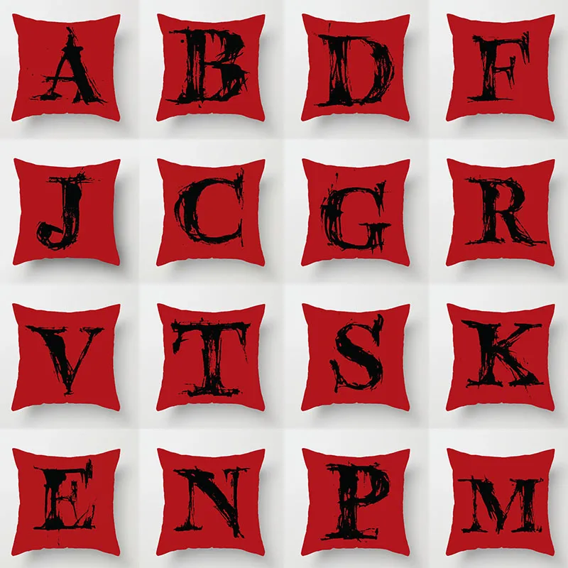 

Black Letters Cushion Cover 45x45 Red Pillowcover Sofa Cushions Decorative Throw Pillows Cover Home Decor Pillowcases Polyester