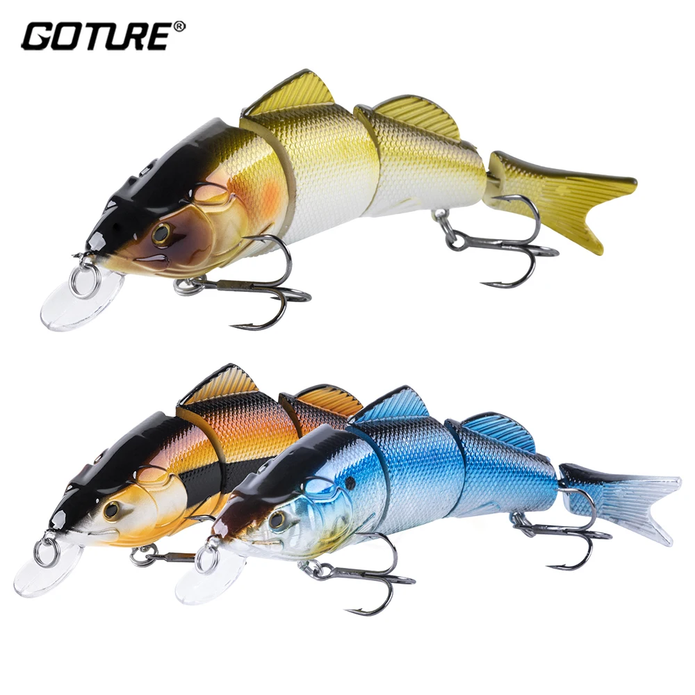 

Goture Hard Body Swimbaits 26g 45g 51g Jointed Minnow Wobblers ABS Body with Soft Rubber Tail Sink Slow Bonic Bait for Pike Bass