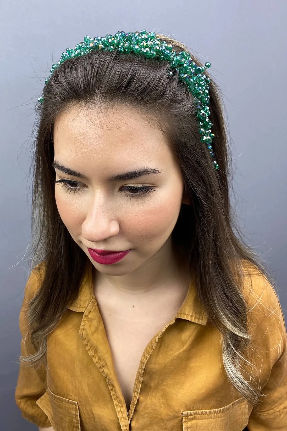 

Green Asian Crystal Bridal Hair Accessory